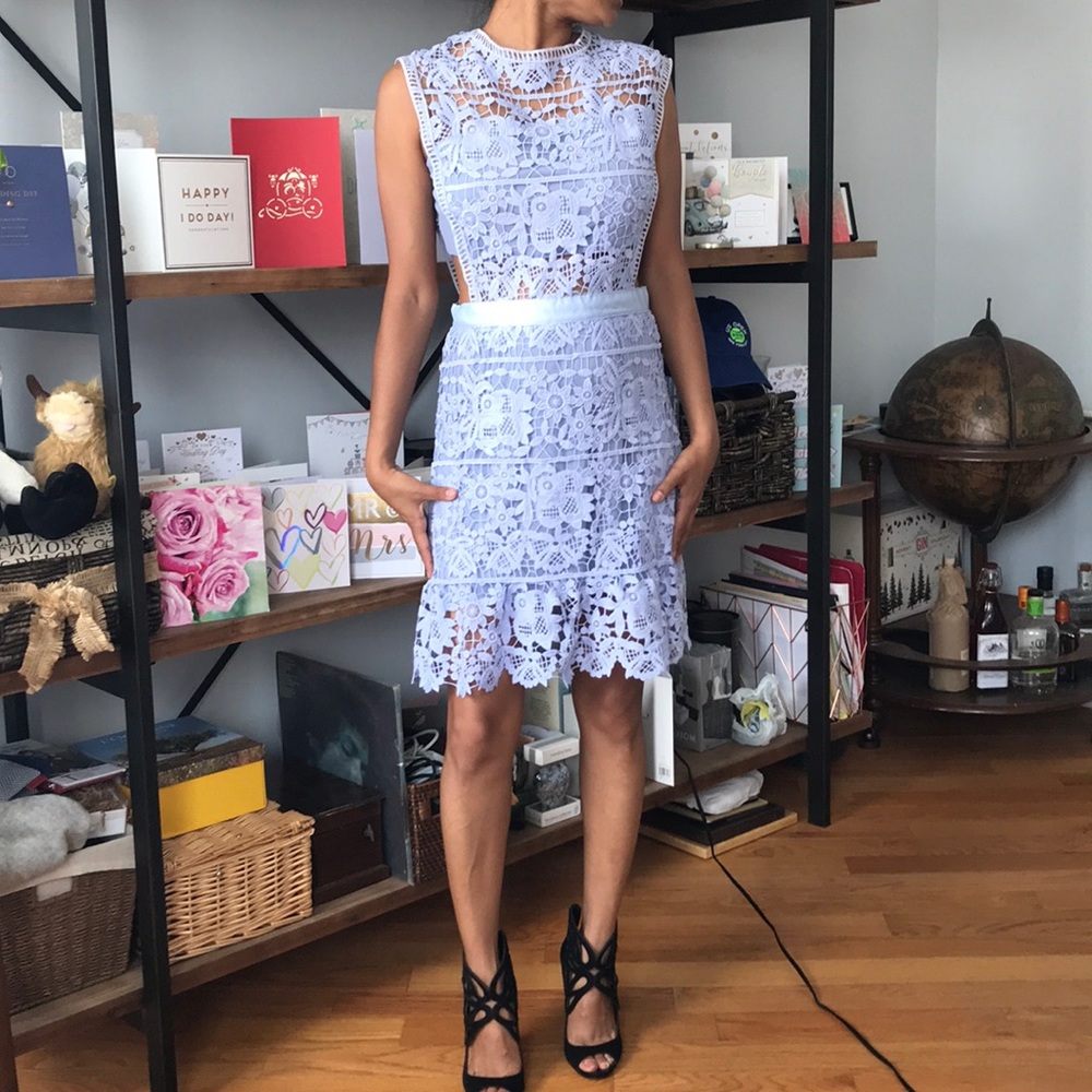 self portrait style cut out lilac dress